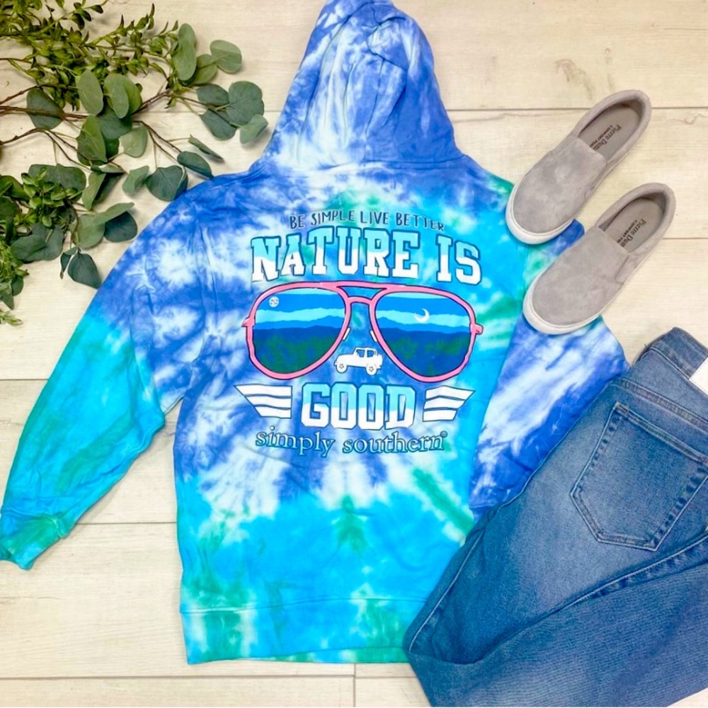 Like New! Simply Southern Nature Is Good Tie Dye Hoodie, size large.